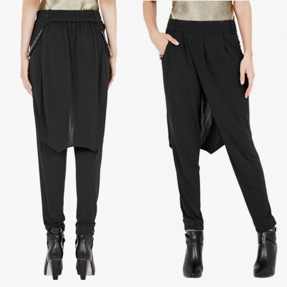 Sass & Bide DARK NIGHT Relaxed Wrap Jersey Black Jeweled‎ Embellishment Pants - Picture 2 of 3